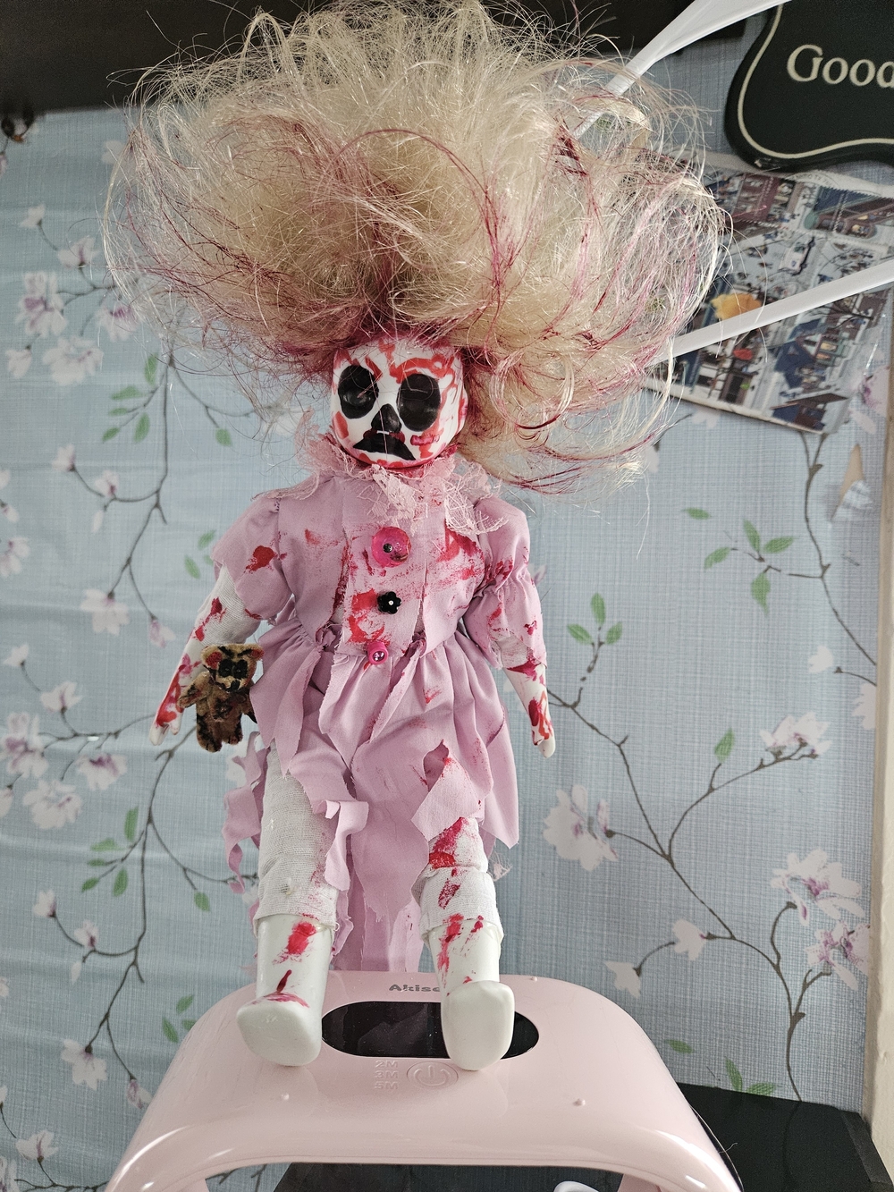 Handcrafted Pink Horror Doll with Blood-Effect Details-Halloween,GoreDoll